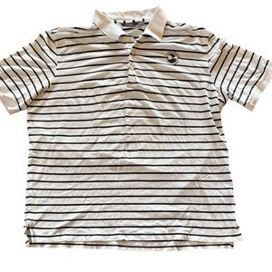 Pebble Beach Black White Striped Golf Polo‎ Shirt Size XL